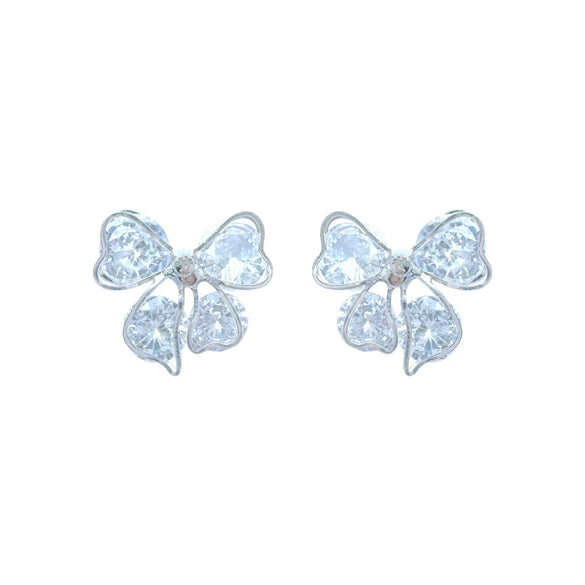 Women's Fresh Bow Zirconia Copper Earrings