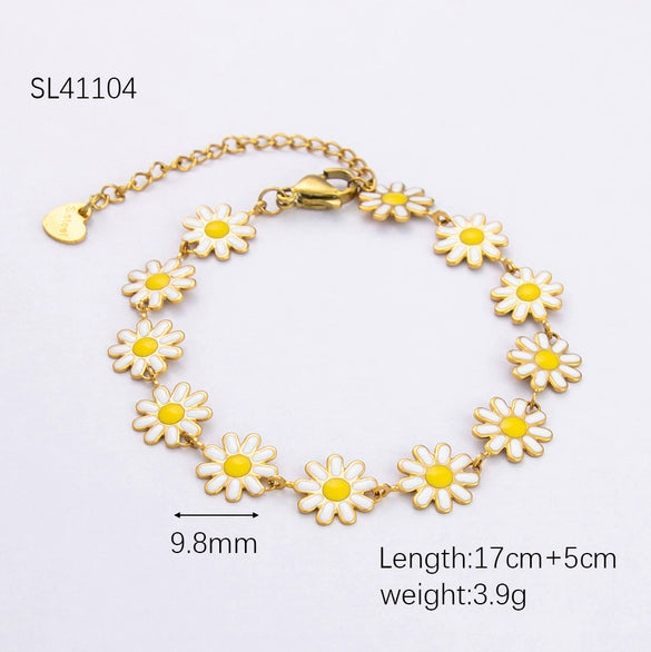 Women's Fresh Flower Stainless Steel And Titanium Steel Electroplated Bracelet