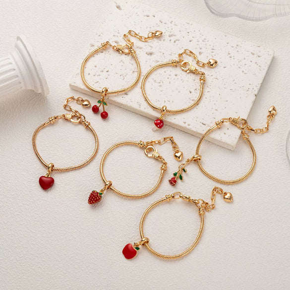 Women's Fresh Style Fruit Pattern Brass Electroplated Bracelet Pendant