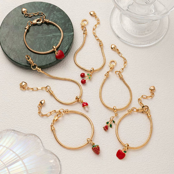 Women's Fresh Style Fruit Pattern Brass Electroplated Bracelet Pendant