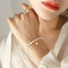 Women's Fresh Water Pearl Stitching Steel Ball Peach Heart Pendant Titanium Steel Bracelet With Distinctive And Creative Design