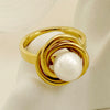 Women's Freshtwined Freshwater Pearl Stainless Steel Ring With Electroplating Design Natural Simple Retro Light Luxury Style