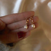 Women's Freshwater Baroque Pearl Earrings With Silver Pin Plated 14K Gold Chain