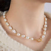 Women's Freshwater Baroque Pearl Splicing Copper Beaded Necklace With Alloy Pendant And Electroplating Process