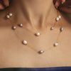 Women's Freshwater Cultured Pearl And Stainless Steel Geometric Pattern Fine Clavicle Chain With Electroplating