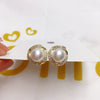 Women's Freshwater Pearl And Alloy Inlaid Artificial Gemstonessemiprecious Stones Oblate Earrings
