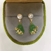 Women's Freshwater Pearl And Chalcedony Gourd Earrings With Plum Blossom Pattern S925 Sterling Silver Needle