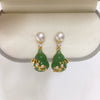 Women's Freshwater Pearl And Chalcedony Gourd Earrings With Plum Blossom Pattern S925 Sterling Silver Needle