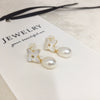 Women's Freshwater Pearl And Seashell Fritillaria Four Leaf Clover Drop Earrings Oblate And Rice Shape S925