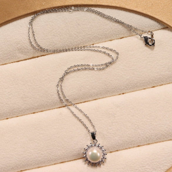 Women's Freshwater Pearl And Zircon Inlaid Jewelry Earrings Rings Necklaces