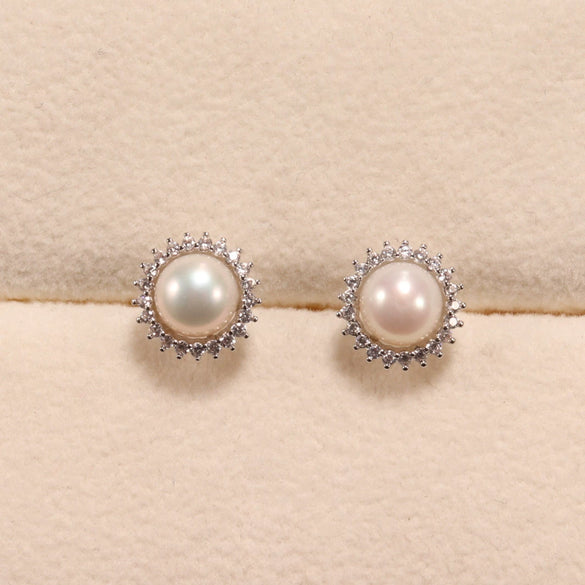 Women's Freshwater Pearl And Zircon Inlaid Jewelry Earrings Rings Necklaces