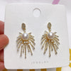 Women's Freshwater Pearl Earrings K Gold Craft S925 Silver Needle Alloy Inlaid Gemstones Round Shape