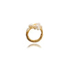 Women's Freshwater Pearl Flower Shaped Ring With Real Gold Electroplating