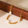 Women's Freshwater Pearl Geometric Stainless Steel 18K Goldplated Bracelet