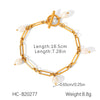 Women's Freshwater Pearl Geometric Stainless Steel 18K Goldplated Bracelet
