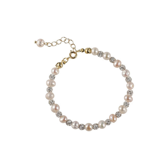 Women's Freshwater Pearl Geometric Stitching Beaded Ball Bracelet