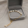 Women's Freshwater Pearl Geometric Style Titanium Steel Chain Bracelet Jewelry