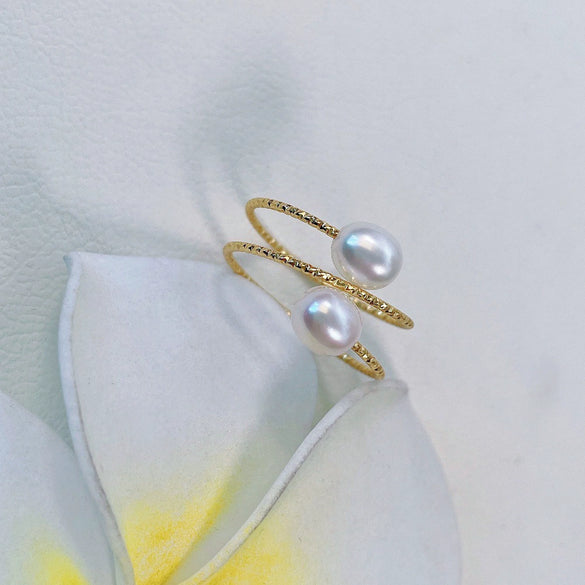 Women's Freshwater Pearl Goldfilled Copper Alloy Ring In Rice And Droplet Shapes