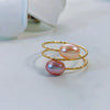 Women's Freshwater Pearl Goldfilled Copper Alloy Ring In Rice And Droplet Shapes