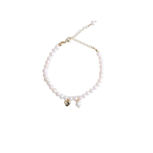Women's Freshwater Pearl Heart Pattern Weaving Bracelet