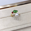 Women's Freshwater Pearl Ring Copper 18K Goldfilled Open Round Jewelry