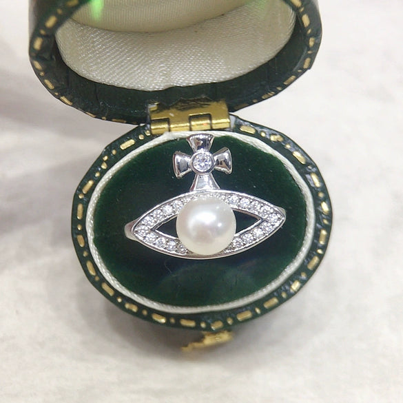 Women's Freshwater Pearl Ring Copper Round Pearl Opening Jewelry
