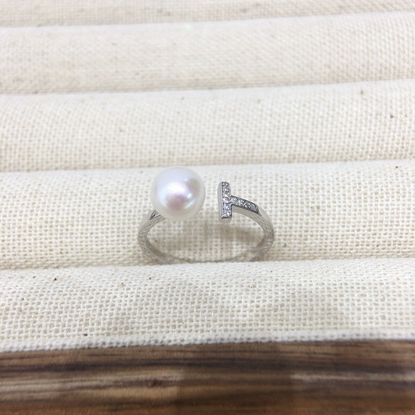 Women's Freshwater Pearl Ring S925 Sterling Silver Round Light Luxury