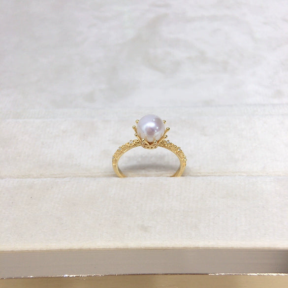Women's Freshwater Pearl Ring S925 Sterling Silver Round Light Luxury