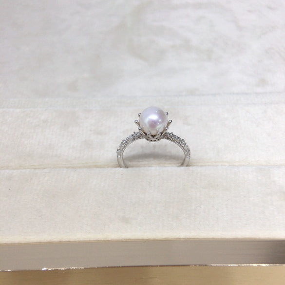 Women's Freshwater Pearl Ring S925 Sterling Silver Round Light Luxury