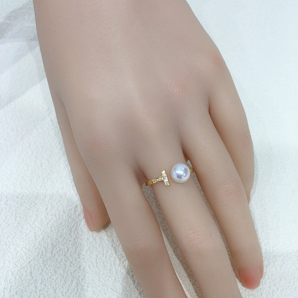 Women's Freshwater Pearl Ring S925 Sterling Silver Round Light Luxury
