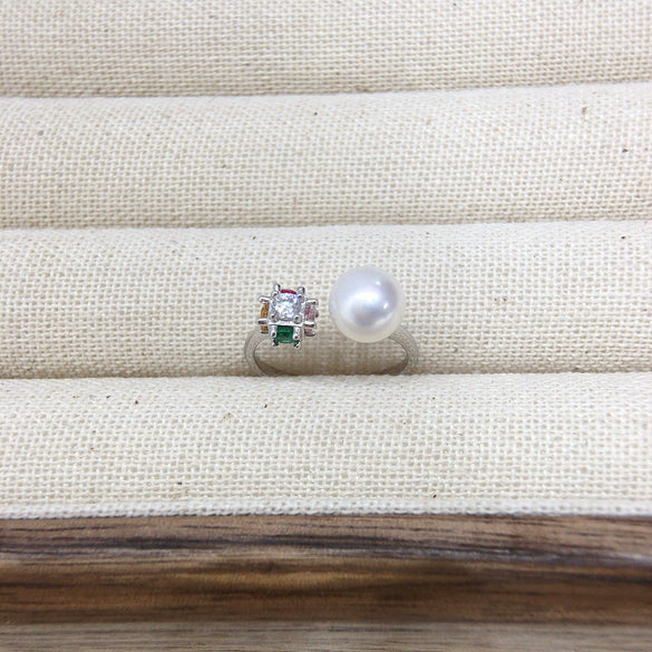 Women's Freshwater Pearl Ring S925 Sterling Silver Round Light Luxury