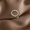 Women's Freshwater Pearl Ring With Heart Pattern And Electroplating Design