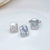 Women's Freshwater Pearl Square Baroque Sterling Silver Earrings Ring Jewelry Accessories