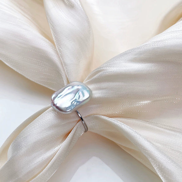 Women's Freshwater Pearl Square Baroque Sterling Silver Earrings Ring Jewelry Accessories