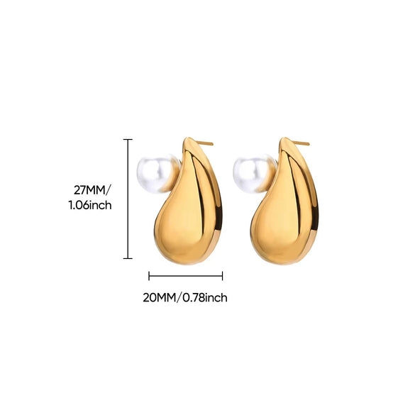 Women's Freshwater Pearl Stainless Steel Earrings With Heart Shape Bow Tie And Wave Pattern Electroplating Style