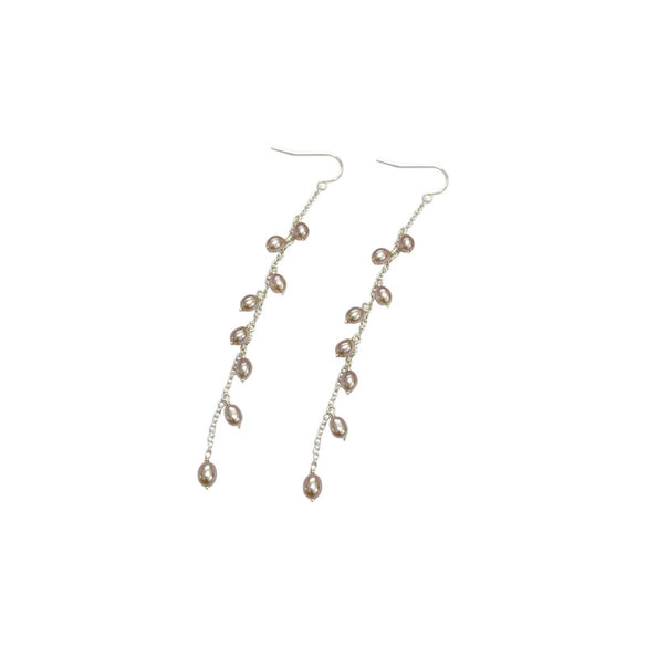 Women's Freshwater Pearl Sterling Silver Tassel Drop Shape Earrings