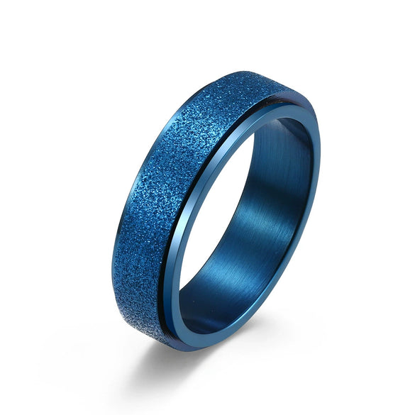 Women's Frosted Pearl Sand Geometric Rotatable Titanium Steel Decompression Ring With Electroplated Finish Fashion Jewelry