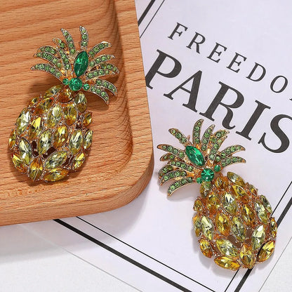 Womens Fruit Pineapple Alloy Imitated Crystal Earrings Nhjq140127