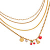 Women's Fruit Shape Stainless Steel Rhinestone Inlaid With Gold Clavicle Chain Necklace Jewelry