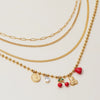 Women's Fruit Shape Stainless Steel Rhinestone Inlaid With Gold Clavicle Chain Necklace Jewelry