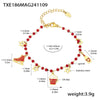Women's Garnet Beaded Geometric Stainless Steel Necklace And Earrings Set With Electroplated Light Luxury Design