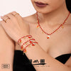 Women's Garnet Beaded Geometric Stainless Steel Necklace And Earrings Set With Electroplated Light Luxury Design