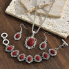 Women's Gemstoneset Jewelry Set With Necklace Bracelet And Earrings Zinc Alloy Snake Chain Fashion Accessories