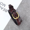 Women's Genuine Leather Belt With Crocodile Embellishments For Jeans And Westernfitted Dresses