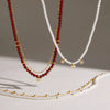 Women's Geometric Acrylic Pearl Necklace With Stainless Steel Chain And Pvd Gold Plated Pendant Lobster Clasp