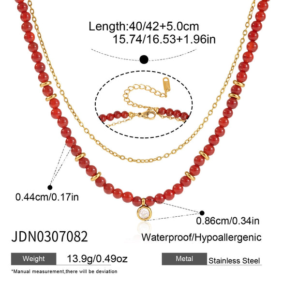 Women's Geometric Acrylic Pearl Necklace With Stainless Steel Chain And Pvd Gold Plated Pendant Lobster Clasp