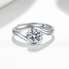 Women's Geometric Adjustable Sterling Silver Ring With Zircon Inlay Electroplated Wedding Band