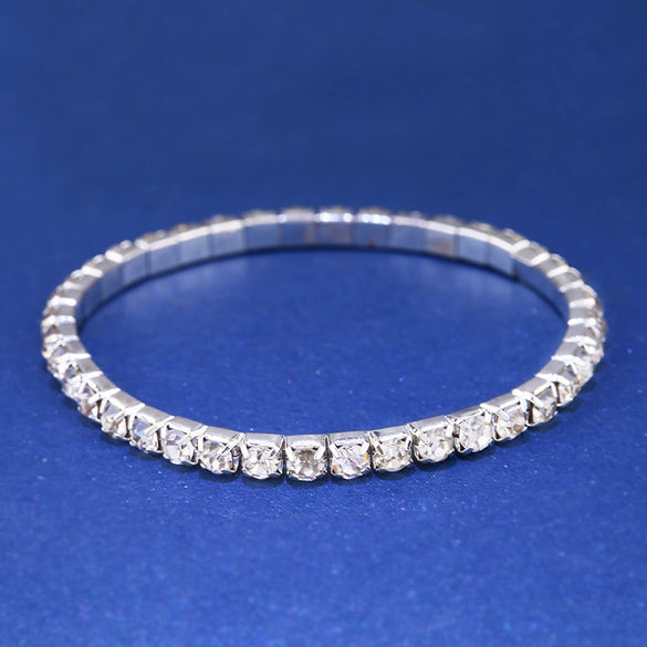 Women's Geometric Alloy Bracelet With Rhinestone Inlay Diamond Cut Style Crystal Fashion Jewelry