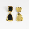Women's Geometric Alloy Drop Earrings With Antique Goldtone And Black Oil Finish Retro Elegant Ear Hook Jewelry