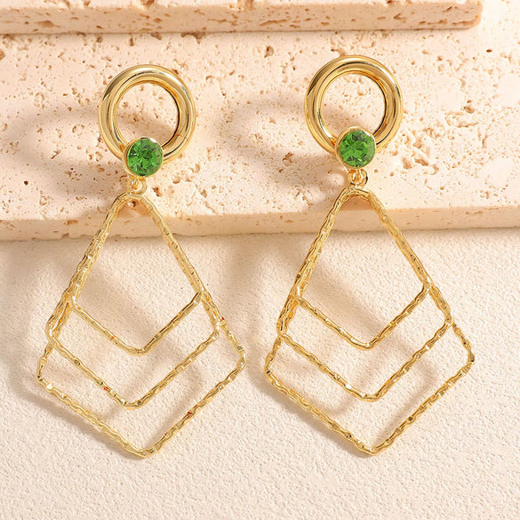 Women's Geometric Alloy Drop Earrings With Stainless Steel Ear Needles Electroplated Exaggerated Fashion Jewelry Wholesale
